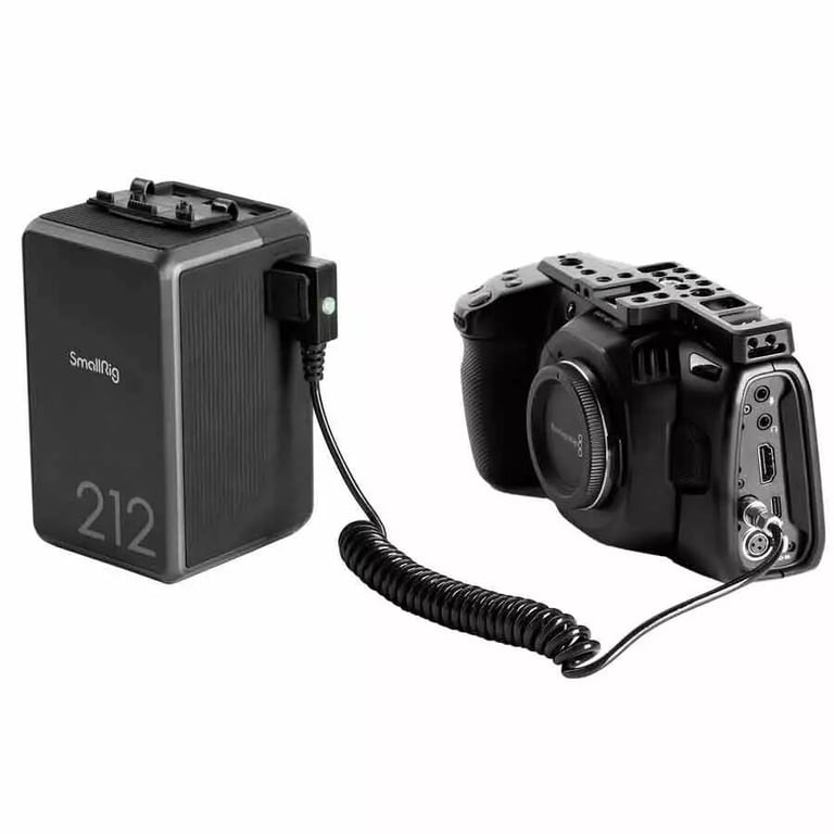 Cable de alimentación en espiral SmallRig D-TAP a 4K/6K para cámara Blackmagic Pocket Cinema 4K/6K para batería de montaje en V Gold 4761