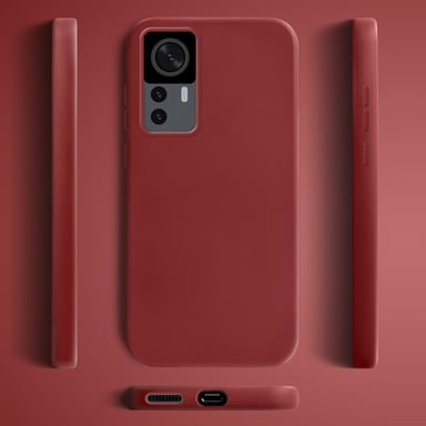 Moozy Lifestyle. Coque en silicone pour Xiaomi 12T et 12T Pro, rose vintage – Coque légère en silicone liquide avec finition mate et doublure en microfibre douce, coque en silicone de qualité supérieure