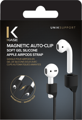 Cinturino in morbido silicone gel con clip magnetica per AirPods/ AirPods Pro, nero satinato