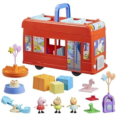 Peppa Pig, Bus en fete 2 in 1 con 3 figure e 13 accessori, giocattoli prescolari per bambine e bambini, a partire dai 3 anni di età