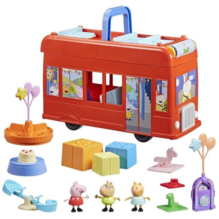 Peppa Pig, coffret Bus en fete 2 en 1 avec 3 figurines et 13 accessoires, jouets préscolaires pour filles et garçons, des 3 ans - Neuf