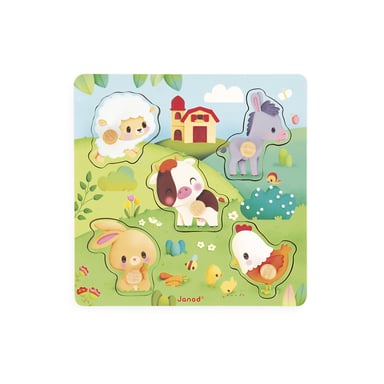 Puzzle táctil de 5 piezas de animales de granja para bebés