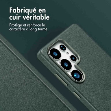 Accezz Coque arrière en cuir avec Magsafe pour Samsung Galaxy S25 Ultra - Cedar Green