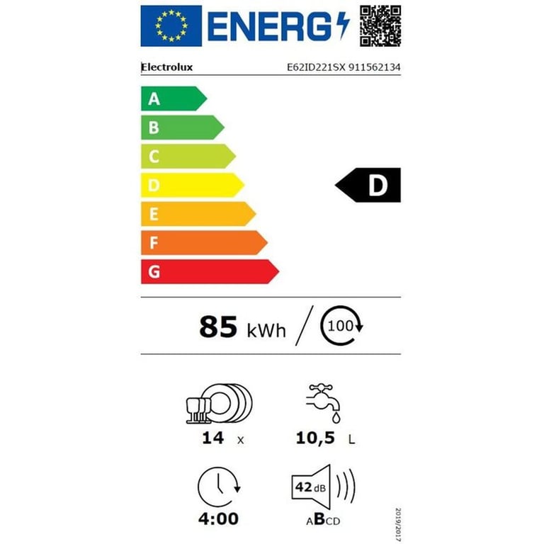 Lave vaisselle semi encastrable ELECTROLUX E62ID221SX 14 couverts Inverter L60cm tiroir à couverts 42 dB - vue 4