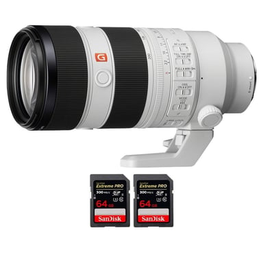 Objetivo Sony FE 70-200mm F2.8 GM OSS II + 2 SanDisk 64GB Extreme PRO UHS-II + Ebook ''20 consejos para fotos que impactan''