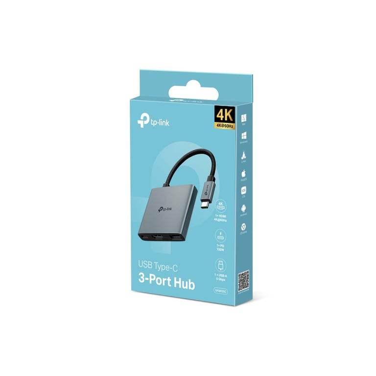 TP-Link UH3020C hub & concentrateur USB Type-C 5000 Mbit/s Gris - Neuf