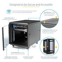 StarTech.com Armoire Rack Serveur 15U à 4 Montants Armoire Verrouillable 19 pour OrdinateurAVÉquipement IT Rack Réseau pour BureauDomicile avec Roulettes et Rails de Montage Ajustables Neuf - vue 2