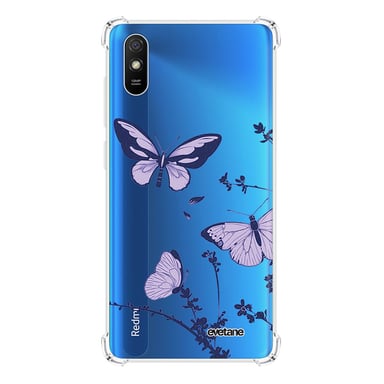 Evetane Coque Xiaomi Redmi 9A anti-choc souple angles renforcés transparente Motif Papillons Violets