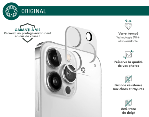 Protège Caméras iPhone 12 Pro Original Verre trempé + Garantie à vie - Certifié GRS Force Glass