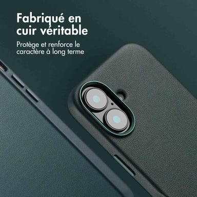Accezz Coque arrière en cuir avec MagSafe pour Apple iPhone 16 - Cedar Green