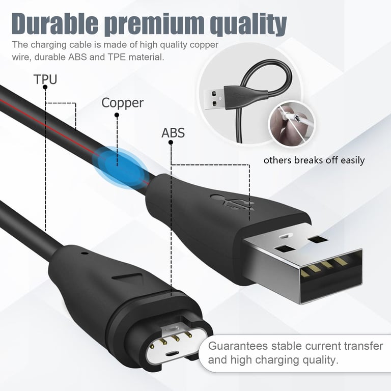 Câble chargeur USB pour montre Garmin Approach CT10 / Approach S10 /Approach S40 1-pack