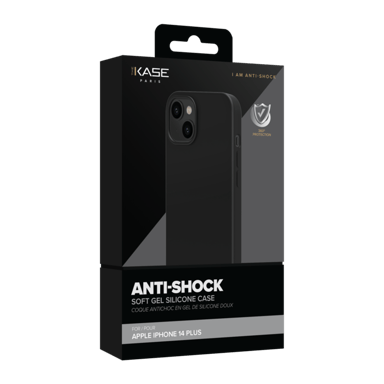 Custodia antiurto in morbido silicone gel per Apple iPhone 14 Plus, nero satinato