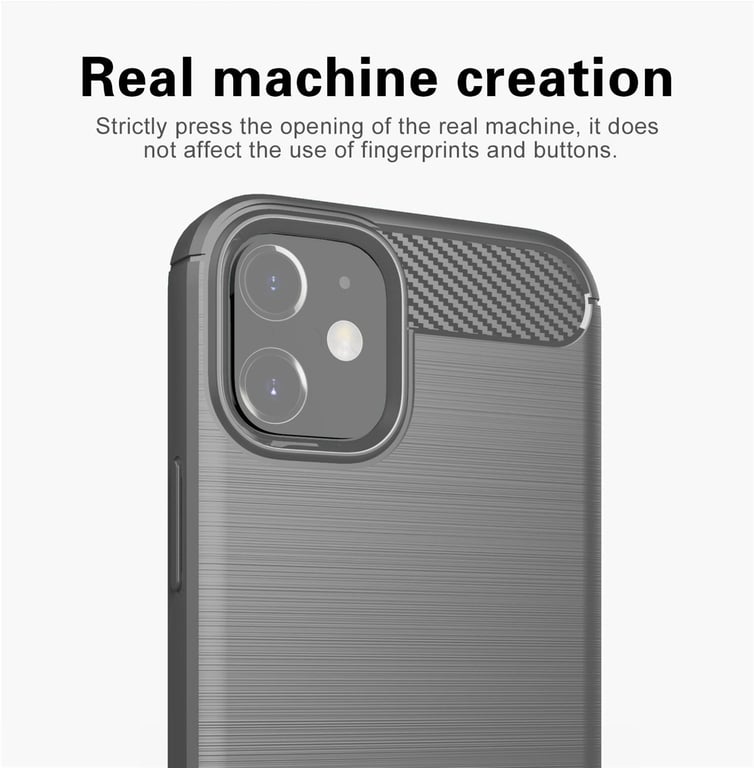 Coque pour Apple iPhone 12 MINI en BRUSHED GRIS Housse de protection Étui en silicone TPU flexible, aspect inox et fibre de carbone
