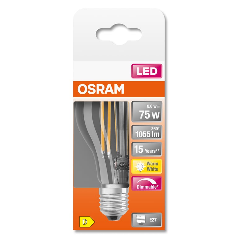 Osram SUPERSTAR ampoule LED Blanc chaud 2700 K 9 W E27 D - Neuf