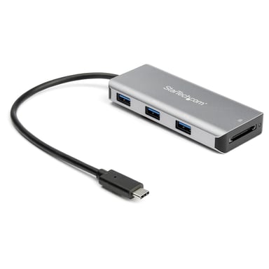 StarTech.com Hub Ladrón USB-C de 3 Puertos 10Gbps y Lector de Tarjetas de Memoria Flash SD - con 3 Puertos USB-A y 1 Ranura SD - Adaptador Hub Concentrador 3.2 Gen 2 Tipo C - Portátil - Hub para Ordenador Portátil - Alimentado por USB - Compatible TB3