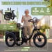Tricycle cargo électrique ESKUTE T302 Pro, batterie 48 V 20,8 Ah, avec dossier de siège arrière et paniers avant/arrière - blanc