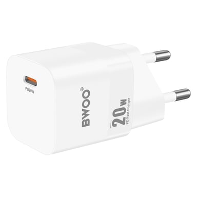 Chargeur Secteur USB-C Power Delivery Charge Rapide Format Compact Blanc