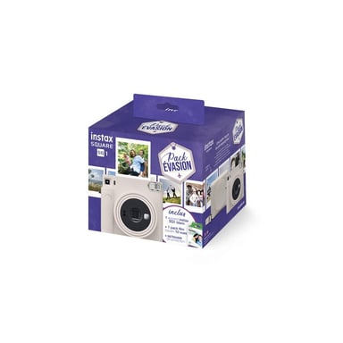 Pacchetto Evasione Fotocamera Istantanea Fujifilm Instax Square SQ1 Bianca + 10 viste + Custodia