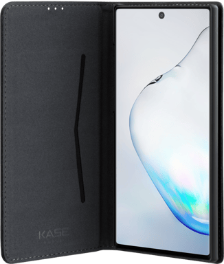 Custodia folio a conchiglia con slot per schede e supporto per Samsung Galaxy Note10+, nero