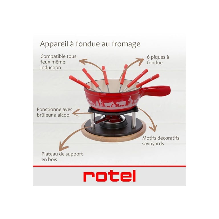 Service à fondue au fromage et 2 coupelles dalcool gélifié ROTEL Swiss Tradition 6 personnes - vue 4