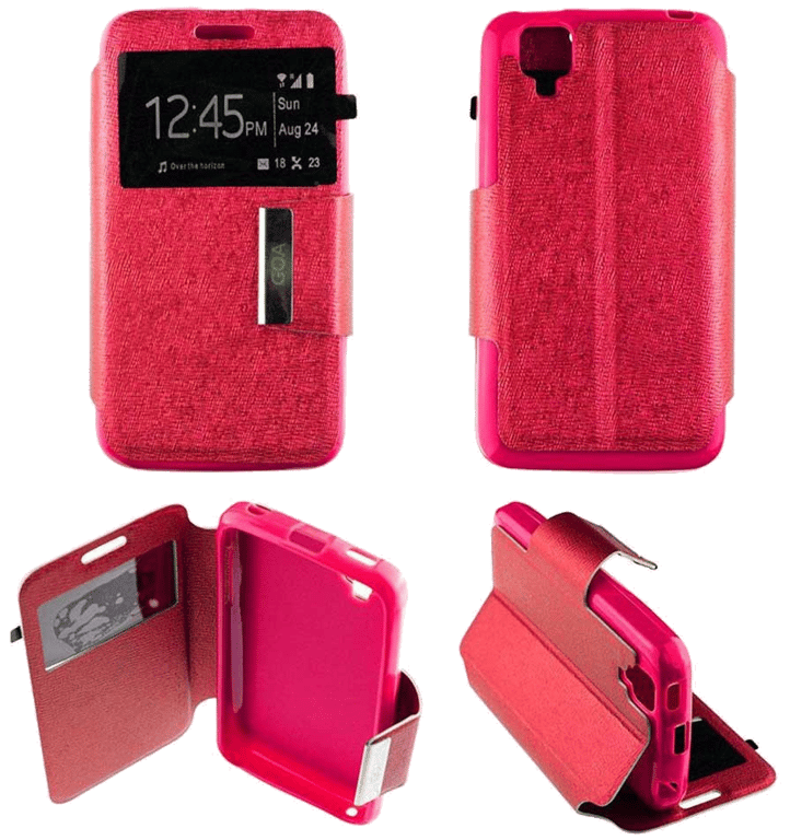 Etui Folio compatible Rose Fushia Wiko Goa