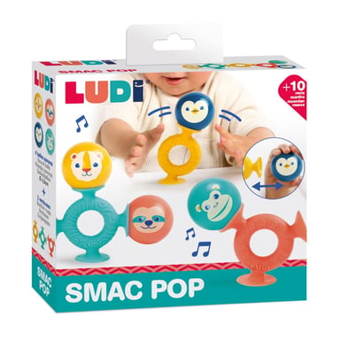 Set de jouets à ventouse LUDI Smac Pop JB-30138 balles sonores 4 pièces Multicolore