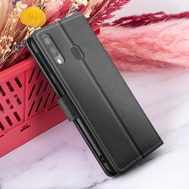 Étui Portefeuille pour Samsung A40 Support et Languette Magnétique Noir