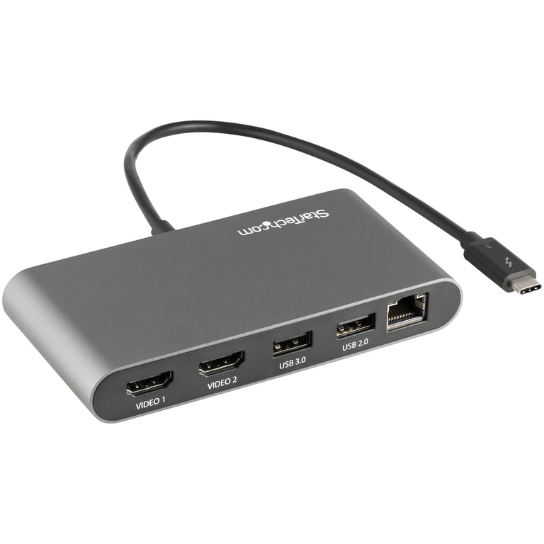 StarTech.com Mini Dock Thunderbolt 3 Station d'Accueil Portable pour Deux Écrans avec HDMI 4K 60Hz 2 x Hub USB A 3.02.0 GbE Câble de 28 cm Adaptateur Multiport TB3 MacWindows Neuf - vue 2
