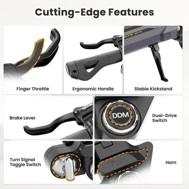 Patinete Eléctrico Ausom DT2 Pro, Motores 21100W, Batería de 52V 23.4Ah, Neumáticos de 10.3”, Velocidad Máxima de 68 km/h, Autonomía Máxima de 115 km, Frenos de Disco Hidráulicos Delanteros y Traseros, Suspensión de Brazos Oscilantes.