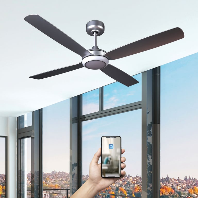 Fanelite Ventilateur de plafond 132 cm QALITO Moteur DC LED dimmable 3 couleurs + RGB Wifi Silencieux Neuf - vue 2