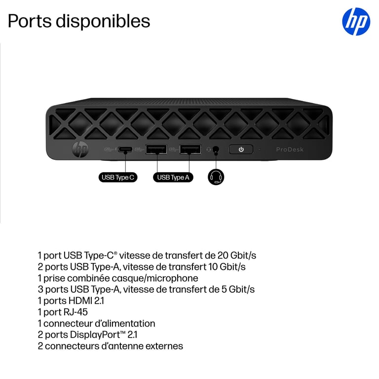HP ProDesk 4 G1i AI Core Ultra 7 RAM AZERTY - vue 5