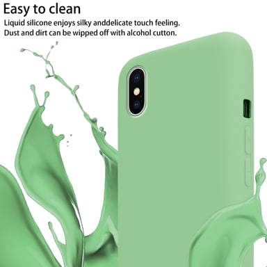 Tour de cou chaîne pour Apple iPhone X / XS en LIQUID LIGHT GREEN Housse de protection en silicone avec cordelette réglable
