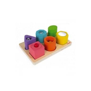 Puzzle de madera con 6 cubos sensoriales de colores para niños