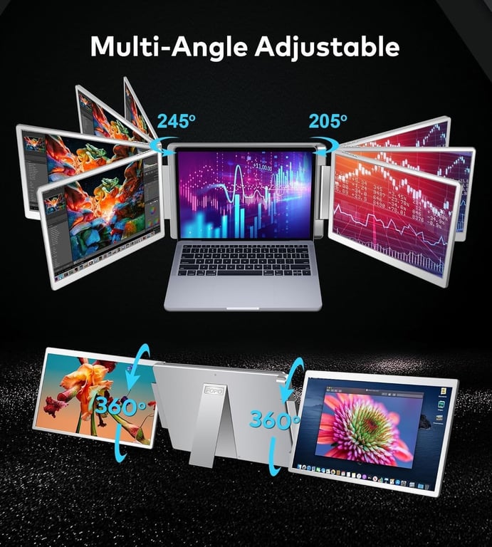 Écran PC FOPO S11 16 Full HD IPS Double Portable USB C Mini HDMI Pliant - vue 4