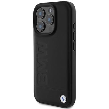 Étui BMW pour iPhone 16 Pro Max 6.9'' noir étui rigide Leather Hot Stamp