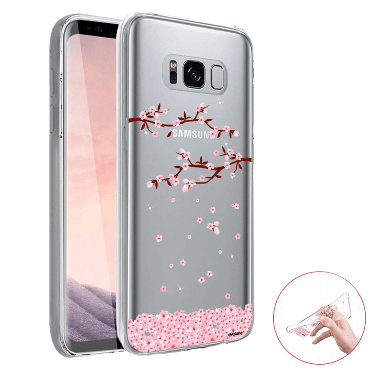 Evetane Coque Samsung Galaxy S8 360 intégrale transparente Motif Chute De Fleurs Tendance