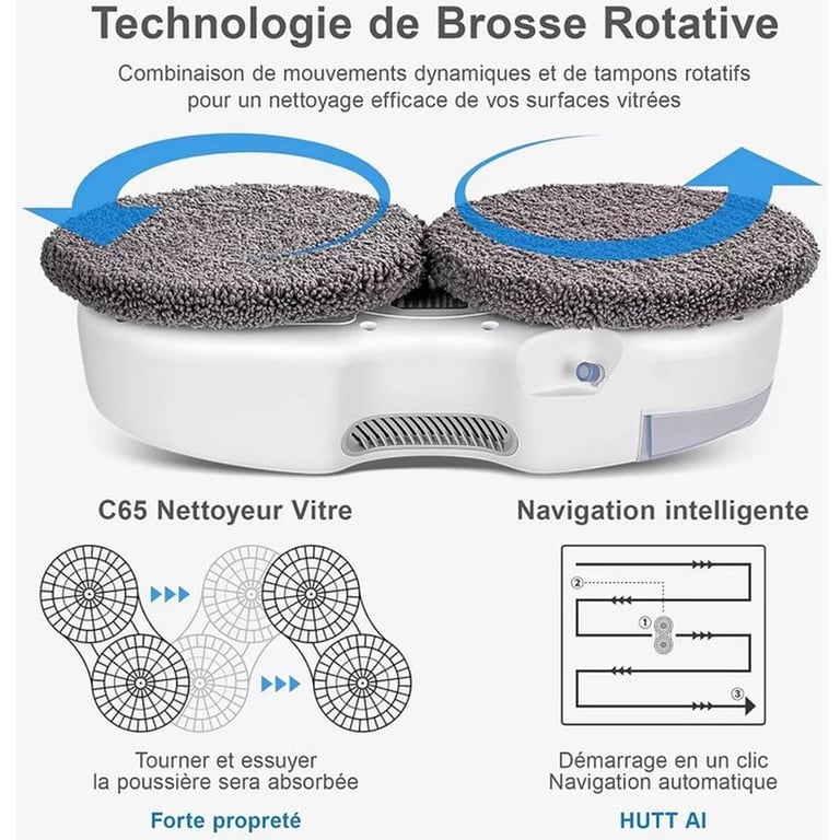 Robot Lave Vitres Hutt C7 – Puissance 3800 Pa, Réservoir 80 ml, Contrôle Intelligent - vue 3