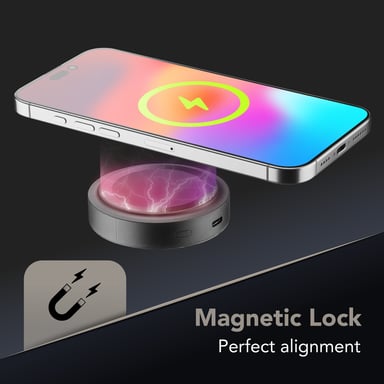 Cellularline Mag Vibe 3000 MAG VIBE est la batterie externe MagSafe de 3 000 mAh au design compact et rond, avec des graphismes colorés. Elle se fixe magnétiquement à l'iPhone pour une recharge sans fil de 5W. Parfaite