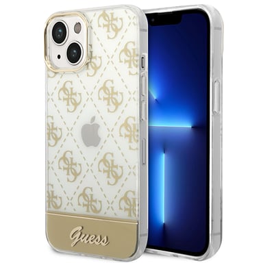 Custodia Guess per iPhone 14 Plus 6,7'' oro Custodia rigida 4G Pattern Script