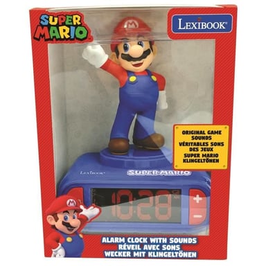 Réveil veilleuse digital LEXIBOOK - Super Mario - 3D lumineux et sonore - Bleu et rouge - Enfant