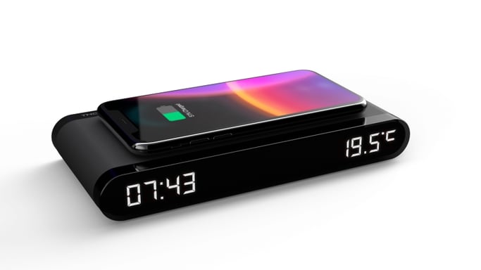 Réveil Thomson CT550I 15W - Chargeur à induction - USB et température - Noir