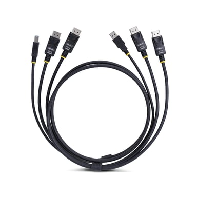 StarTech.com Câble KVM Double DisplayPort de 1,8m et USB 5Gbps, 4K 60Hz, Câble Combo DP 1.2 et USB pour Commutateurs/Switchs KVM à Deux Moniteurs
