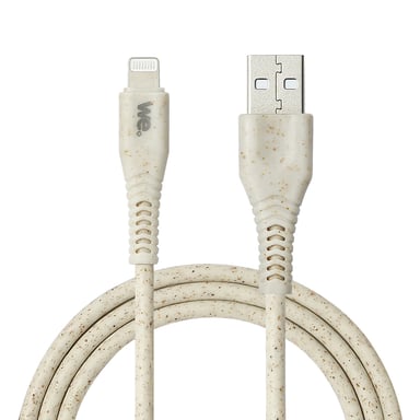 WE Biosourced Cable USB A a Lightning 2.4A, certificado MFi - Cable y embalaje fabricados con productos ecológicos - Longitud 1 Metro