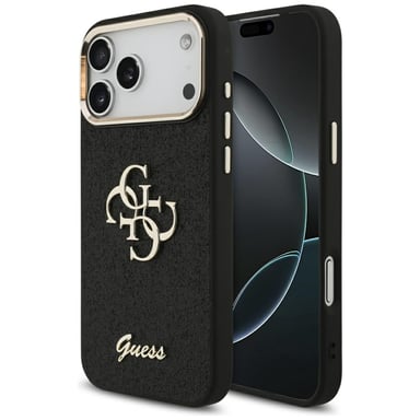 CG Mobile Custodia Guess Per IPhone 15 Pro Max In PU Perforato Con Glitter 4G - Nero, Design Elegante E Protettivo