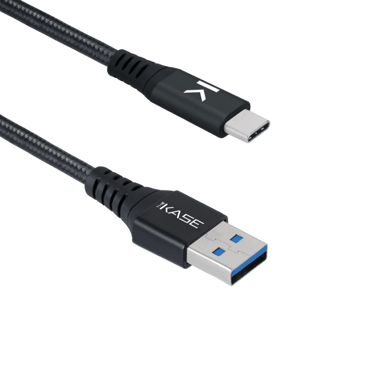 Cavo di ricarica rapida USB 3.1 Gen 2 da USB-C a USB-A con intreccio metallico per ricarica/sincronizzazione (1M), nero