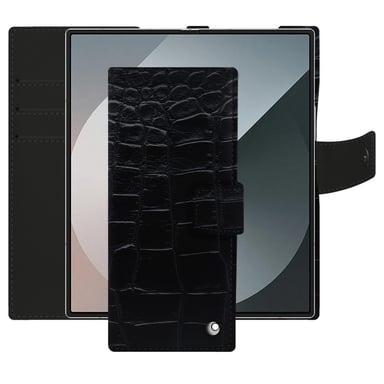 Étui portefeuille cuir Samsung Galaxy Z Fold6 -  - Noir - Cuir Abaca