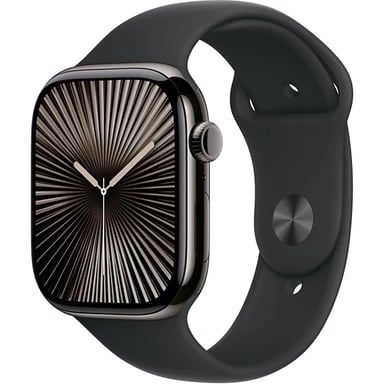 Apple Watch Series 10 (2024) GPS + Cellular, Cassa in Titanio Ardesia da 42mm con Cinturino in Gomma S/M, Nero