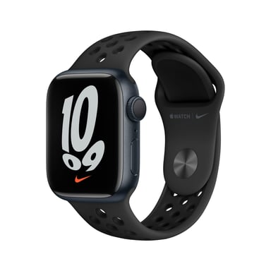Watch Nike Series 7 GPS, boîtier Aluminium Minuit 41mm avec Bracelet Nike Sport Anthracite - Noir