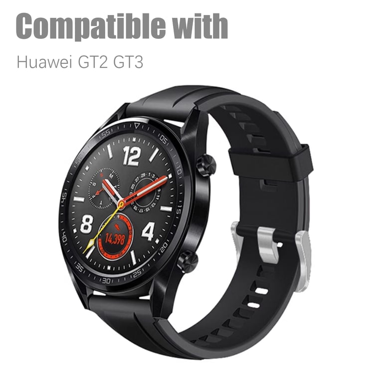 INF Bracelet en silicone 22 mm Black Huawei Watch GT2/GT3 Noir - vue 4