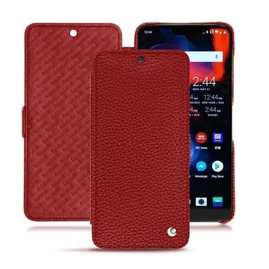 Housse cuir OnePlus 6 - Rabat horizontal - Rouge - Cuir grainé